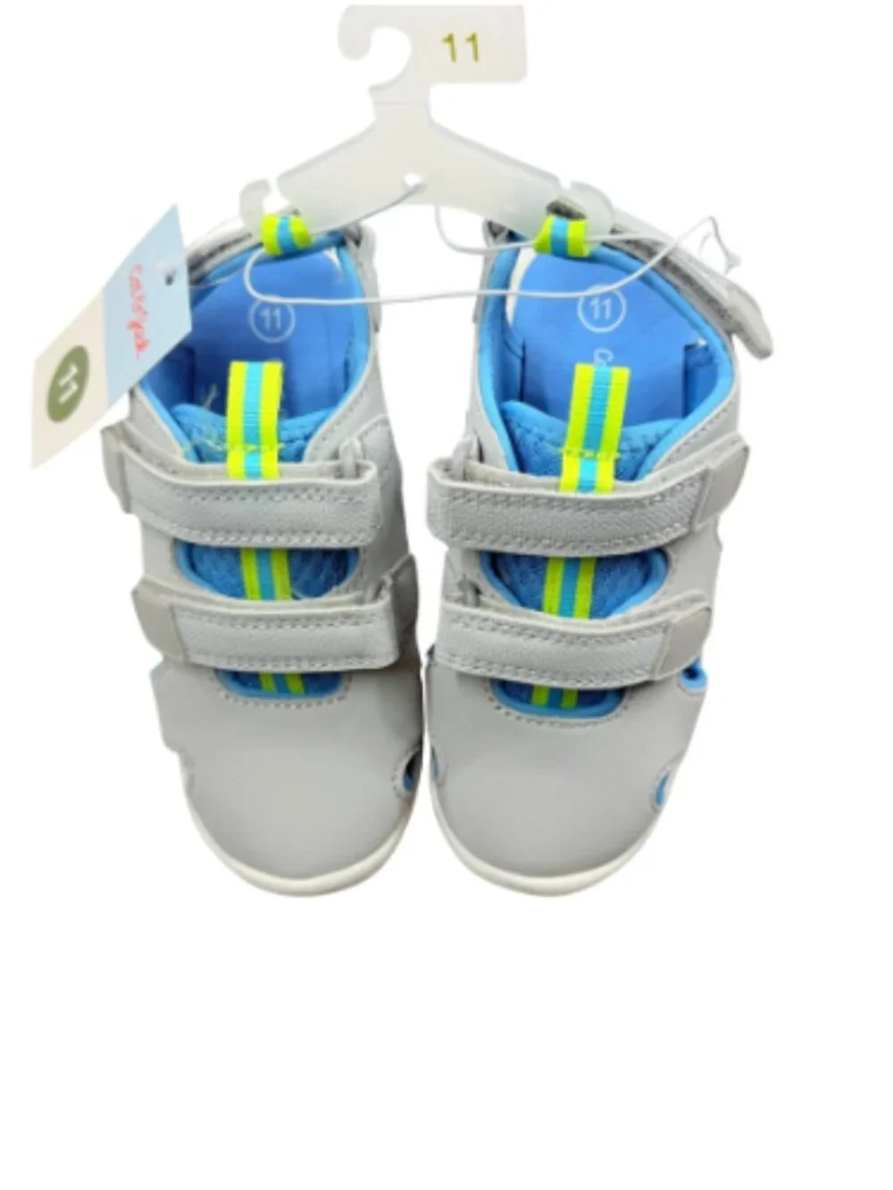 Cat & Jack Boys Closed Toe Summer Sandals Gray Blue Hook & Loop Strap Size 11